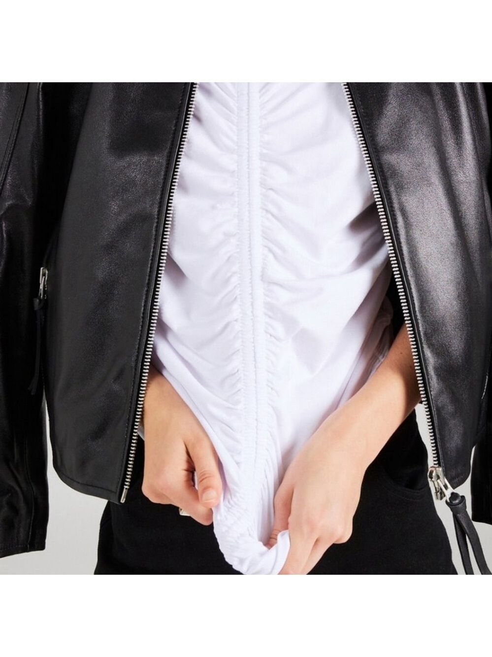 Topshop White Scrunch Sleeves Top NWOT - Picture 5 of 7